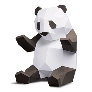 Panda 3D Model Craft Kit contains 16 sheets of 270gsm card with printed templates, high adhesion craft glue, sticks for glue application, scissors and scoring tools - FKA019