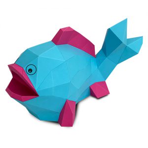 3D Model Kit - Fish contains 6 sheets of 270gsm card with printed templates, high adhesion craft glue, sticks for glue application, scissors and scoring tools - FKA024