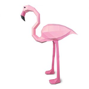 3D Model Kit - Flamingo Full Size contains 17 sheets of 270gsm card with printed templates, high adhesion craft glue, sticks for glue application, scissors and scoring tools - FKA025