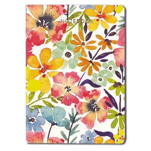 Bright Flowers A6 Notebook 48 lines pages (96 sides), A6 with contrasting colours inside the cover - NB026