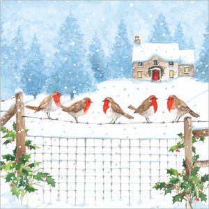 Robins on a Fence pack of 8 - XC168