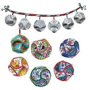 Festive Colour-in Paper Globes 6 Designs - XMC014