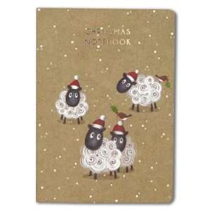 Christmas Sheep A6 Notebook 48 lines pages (96 sides), A6 with contrasting colours inside the cover - XNB001